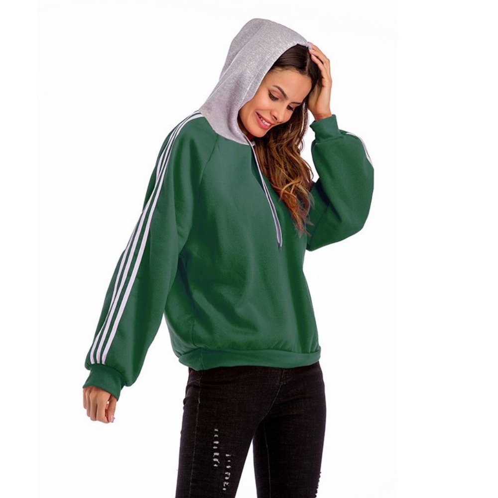 NWT Fleece Lined Green Hoodie Pullover - Picture 2 of 3